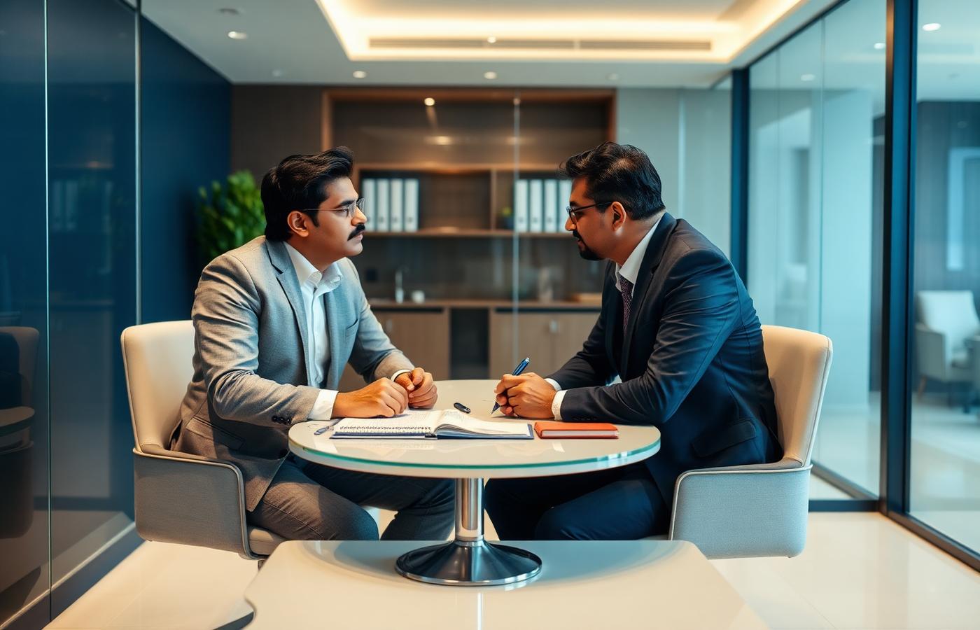 Legal adviser answering a client's compliance questions in a private meeting
